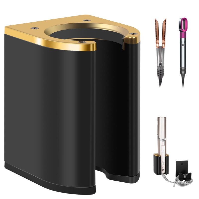 Fippkargo Wall Mount Holder Compatible with Dyson Airwrap/Airstrait Styler, Hair Dryer Holder for Shark FlexStyle, Universal Curling Iron Organizer Holder for Bathroom Vanity
