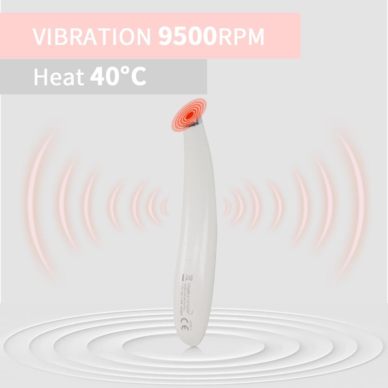 Portable Eye Massager with Heat for Puffy Eyes, 40℃ Warming & Vibration Massage Pen for Dark Circles and Eye Fatigue, AAA Battery Powered Facial Massager Tool for Home and Travel Use