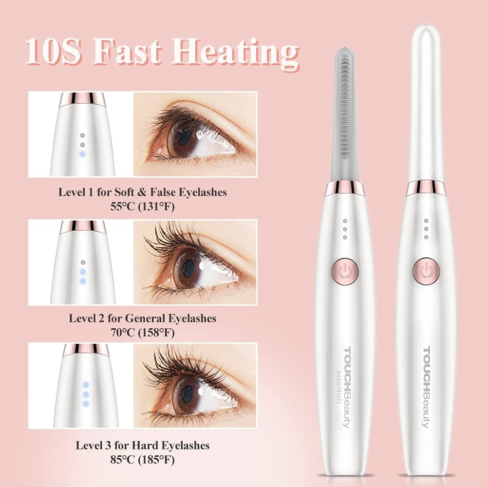 Electric Eyelash Curler - USB Rechargeable Heated Curlers for Soft Short/Long Lashes | 3 Temperature Modes, Quick & Long-Lasting Curling