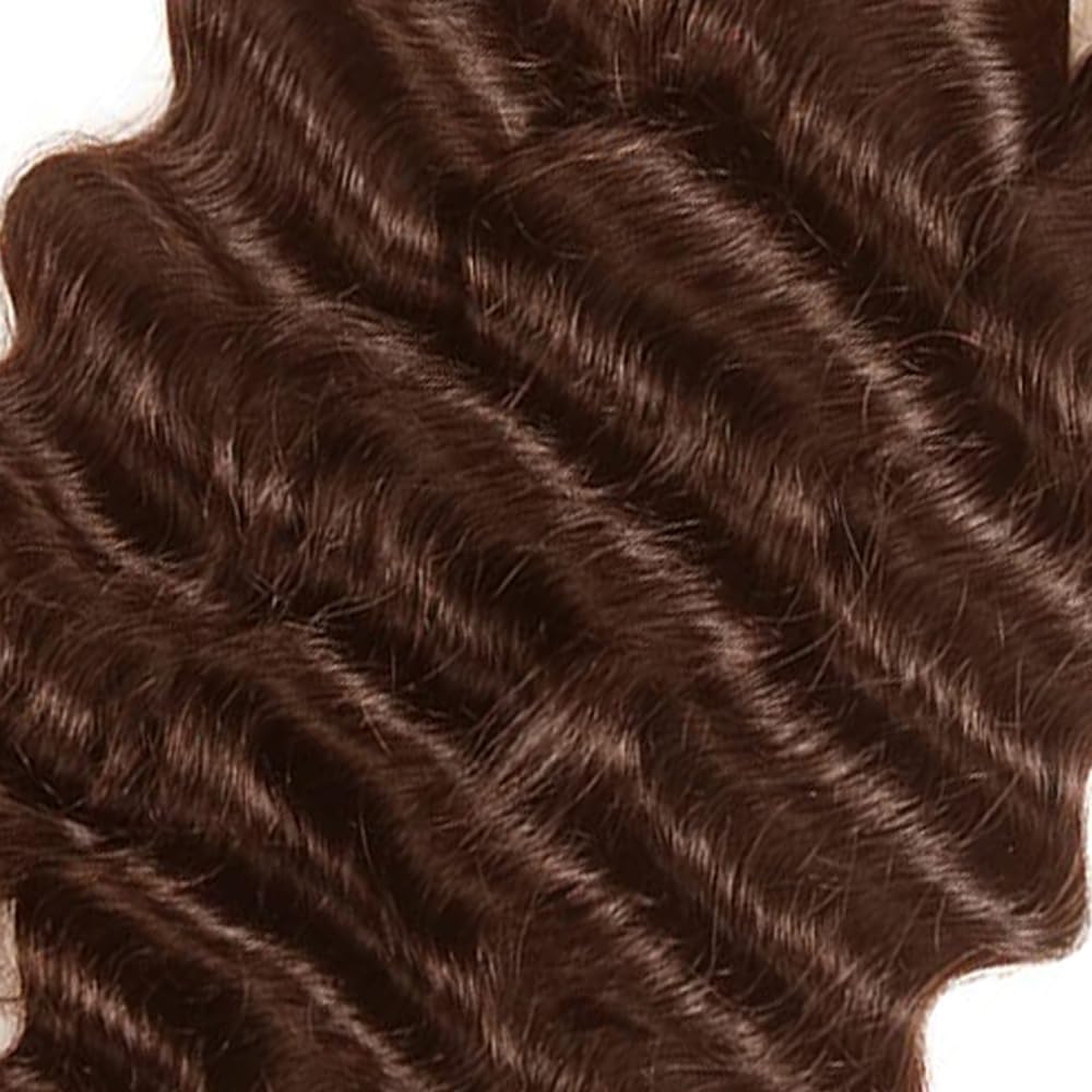 #4 Chocolate Human Hair Bundles Deep Wave Bundles 34 34 34 Inch Brown Unprocessed Brazilian Virgin Hair 3 Bundle 50 Gram Per Bundle Deals Quick Weave Hair Extensions