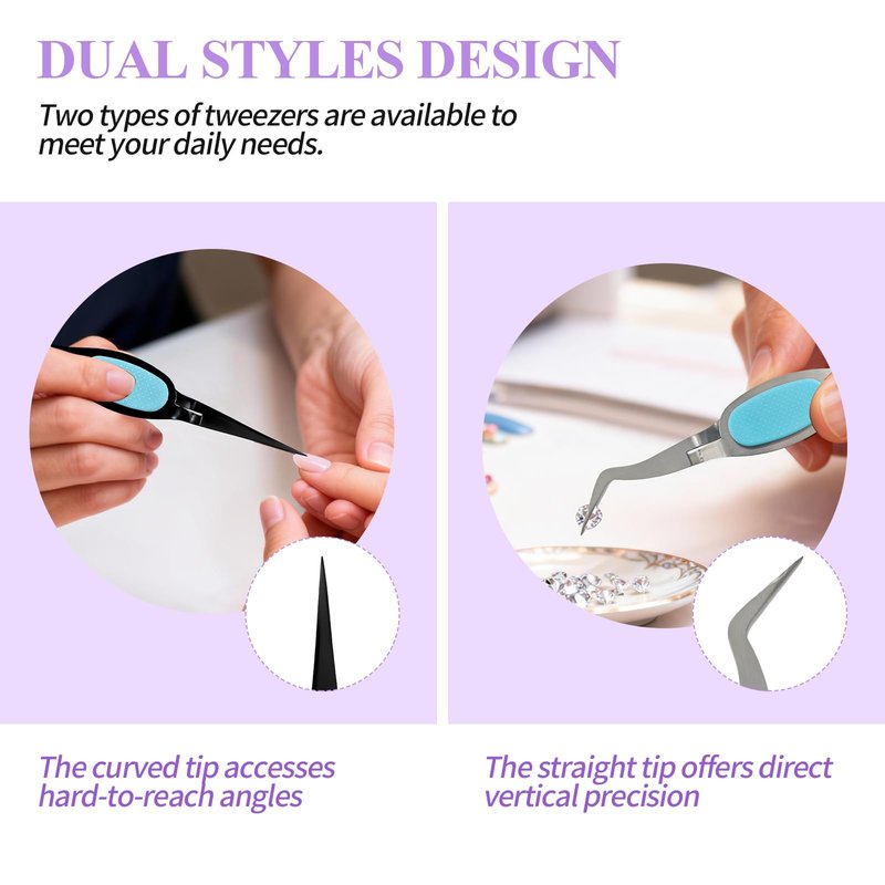 3PCS Reverse Tweezers Craft Tweezers with Soft Grip Crossing Lock for Crafting Precision Tools for Stickers, Jewelry Repair, and DIY Projects (Straight & Curved Tips)