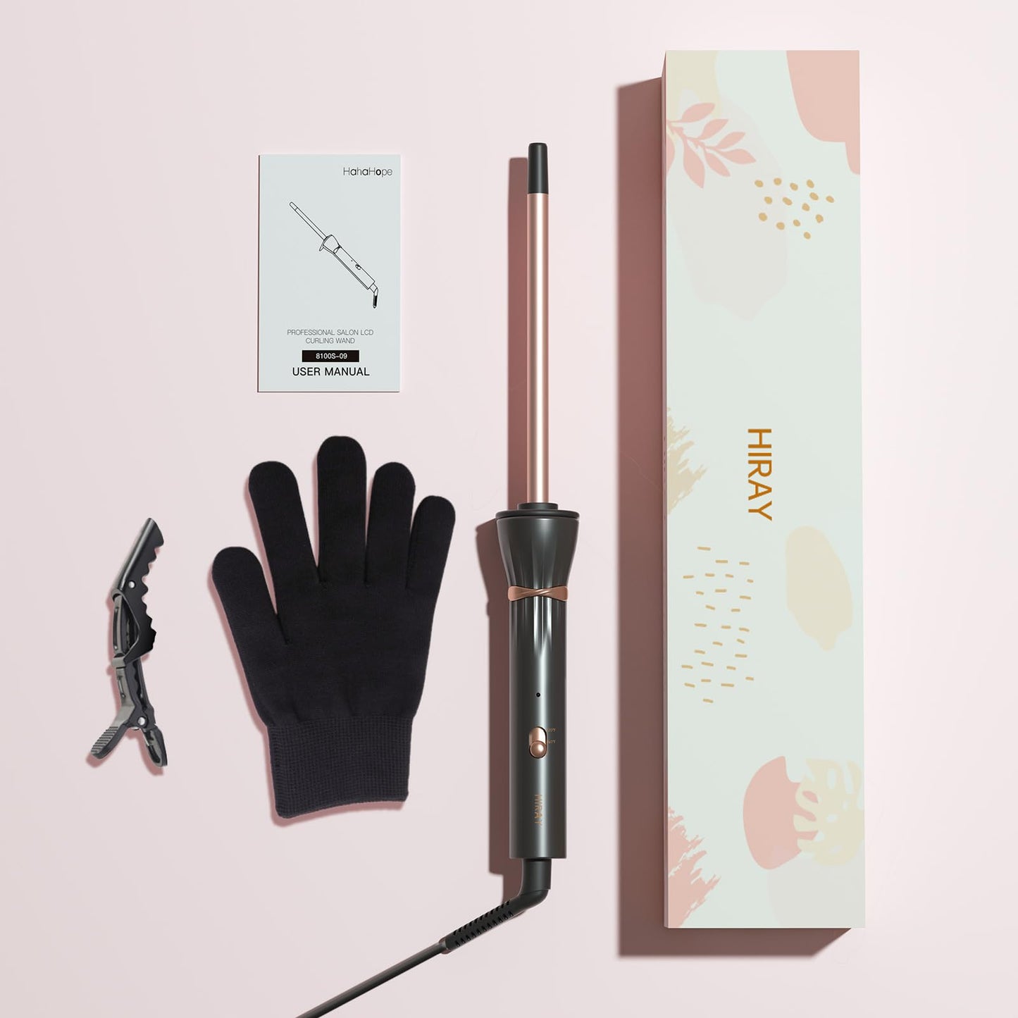 Hahahope 3/8 Inch Curling Wand,9mm Tiny Curling Wand,Ceramic Small Barrel Curling Iron with Adjustable Temperature,Fast Heating,for Short & Long Hair