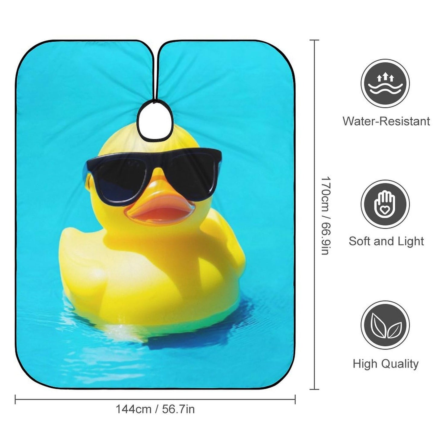 Fashion Barber Cape Unisex Hair Cutting Cape with Adjustable Closure Cute Rubber Ducky with Sunglasses Yellow Blue