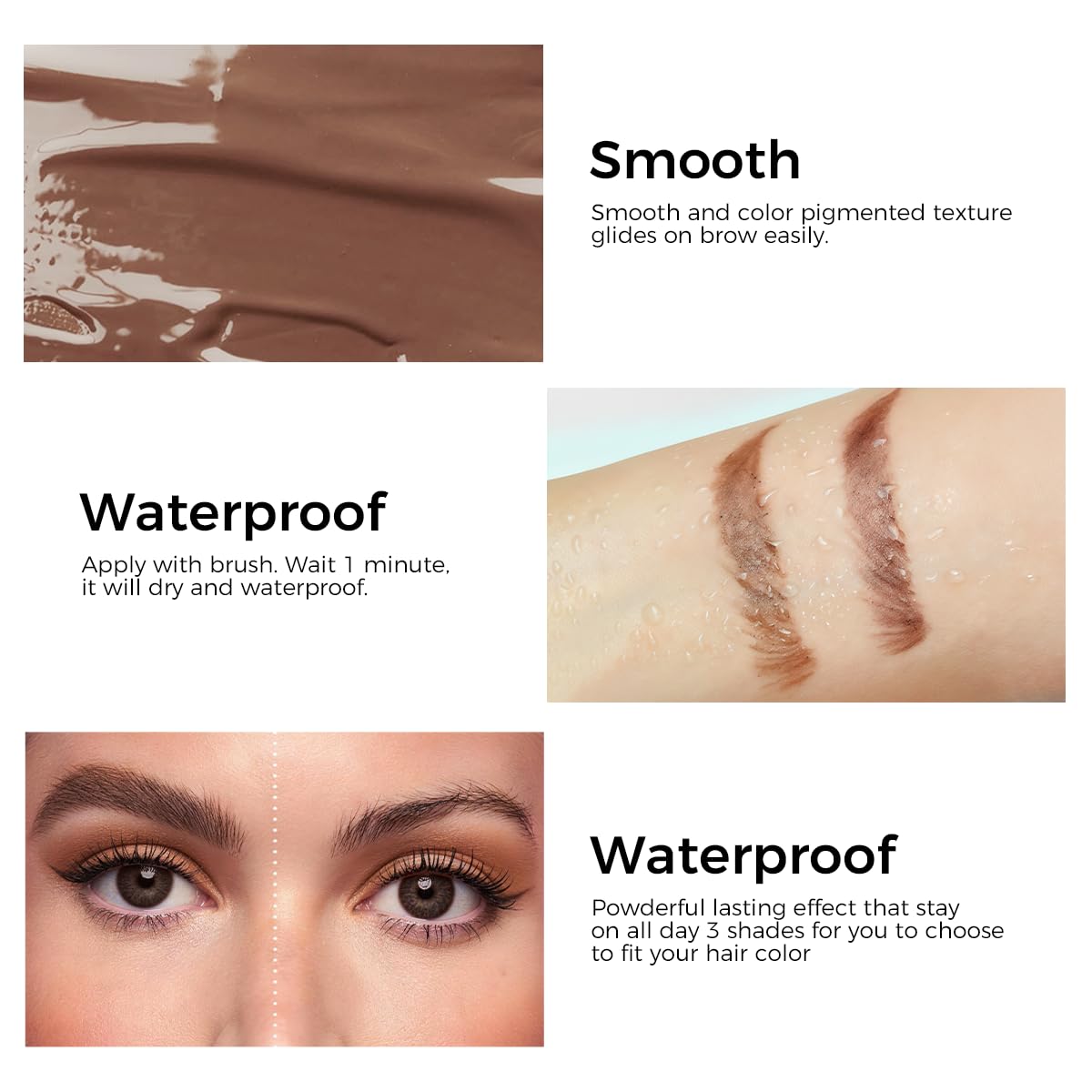 SACE LADY 3D Eyebrow Gel Long Lasting 24 Hours Waterproof Smudge-proof Brow Cream Makeup Kit (01 LIGHT BROWN, 0.2Fl Oz)