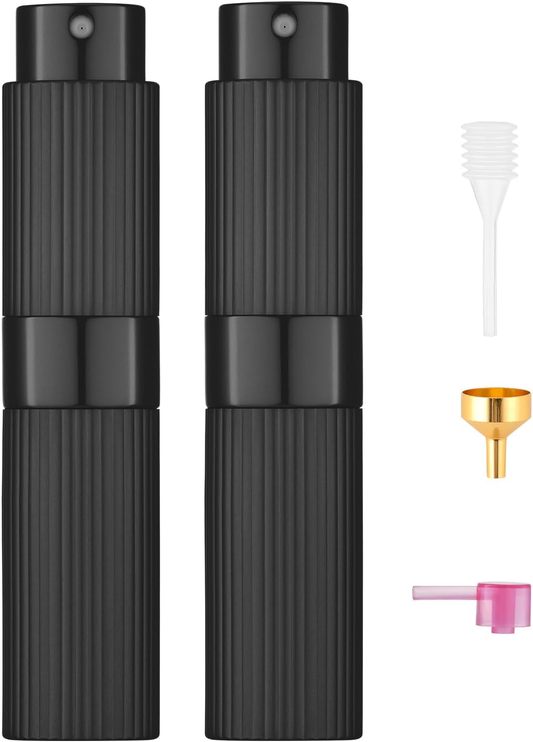 Tekson Travel Perfume Atomizer - 2PCS 8ml Refillable Mini Cologne Spray Bottles | Portable Black & Pink Set