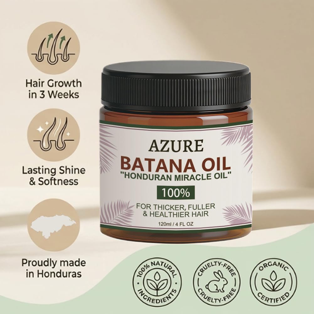 Azure Batana Oil for Hair Growth, Nature Pure Batana Oil for Hair Growth, Effective Hair Care With Promotes Hair Thickness & Good Texture (2P)