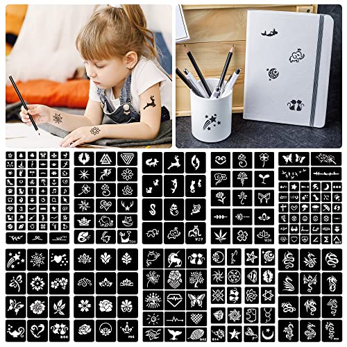 Reusable Henna Tattoo Stencils Set for Women & Kids - 350+ Designs Airbrush Templates