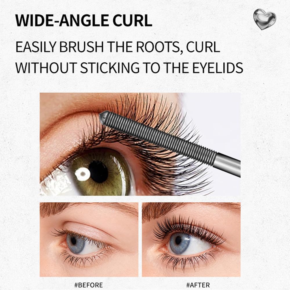 2026 New 1PC Metal Wand Mascara - Waterproof & Smudge Proof, 3D Curling & Volumizing, Buildable & Washable, with Feather-Like Fibers for Natural, Clump-Free Lashes (Black-1pc)