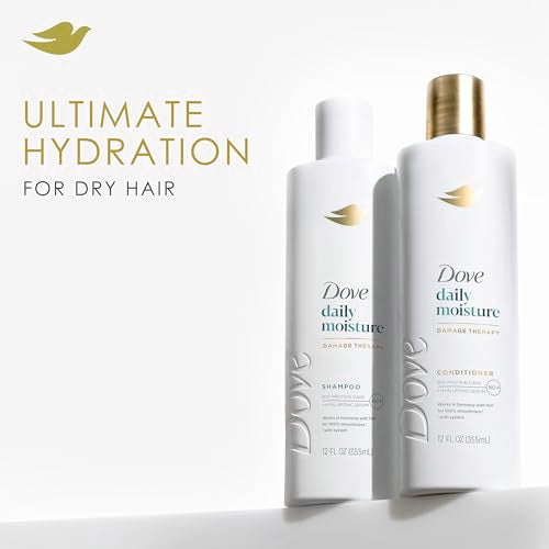 Dove Daily Moisture Shampoo for Dry Hair 12oz Pack of 4 with Hyaluronic Serum