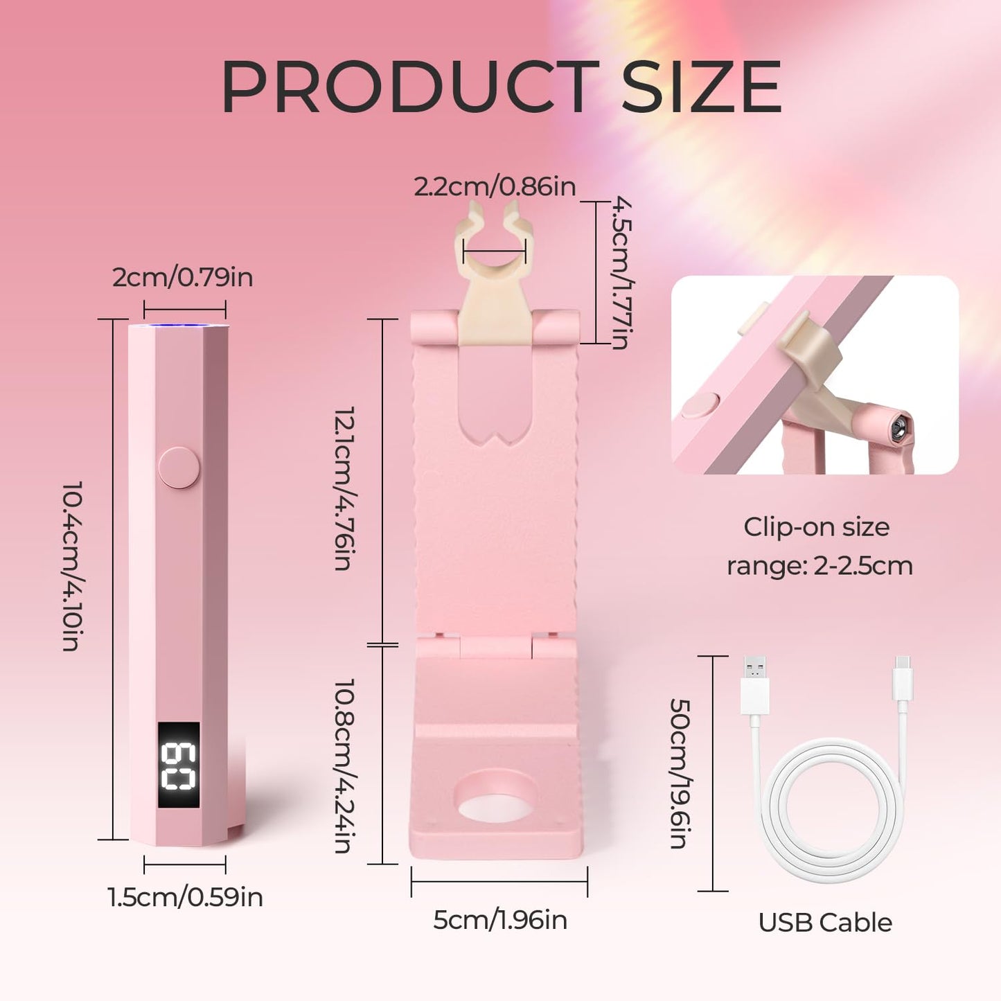 mlogiroa UV Nail Lamp with Stand Foldable, 360°Adjustable Rotation, Portable, Relax Hands,Pink Flash Cure Lamp for Gel Polish Home DIY Salon Women Painting Manicure