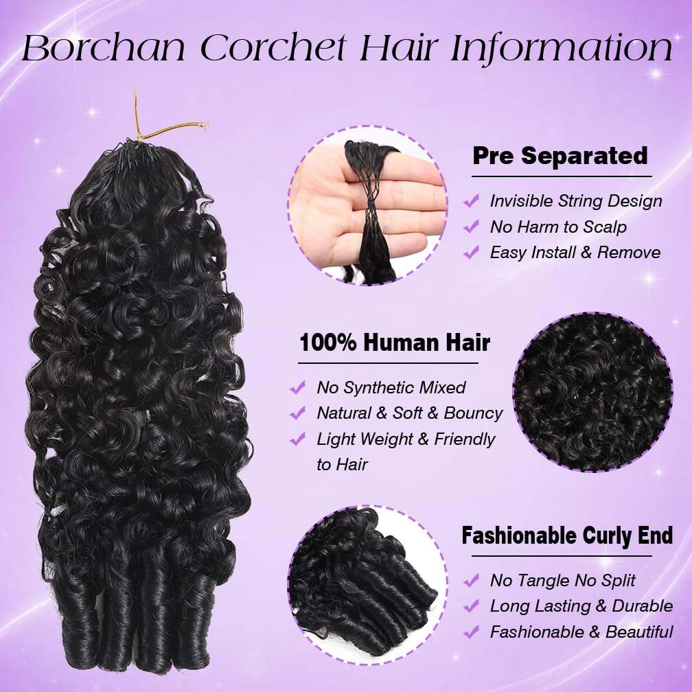 Burmese Curly Crochet Hair - 24 Inch 60g Pre-Separated Invisible Knots | Real Raw Human Hair for Black Women