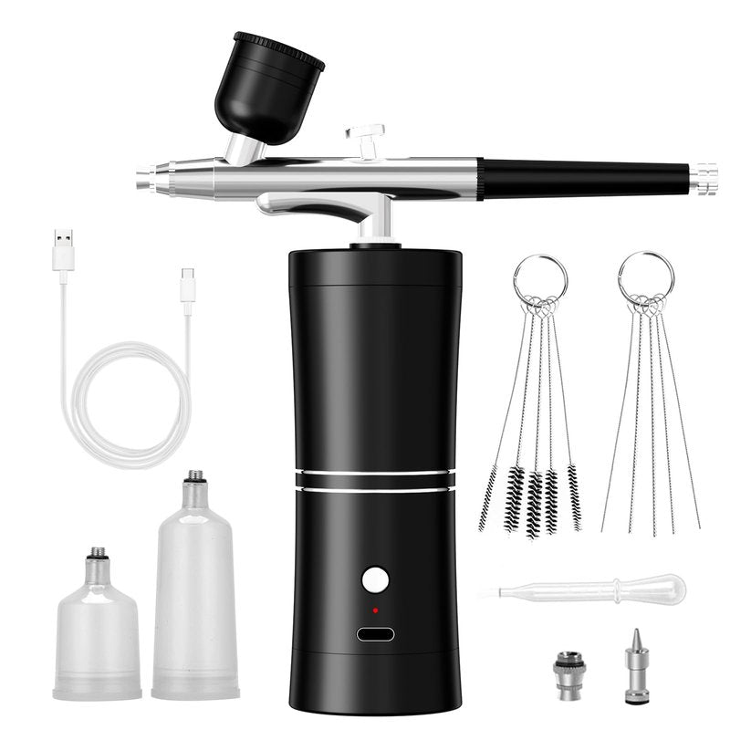 Airbrush Kit With Compressor Portable Airbrush Air Brush Kit with Air Compressor Airbrush for Nails Airbrush Compressor High Pressure Nail Airbrush Machine Handheld Mini Air Brush Kit (Black)