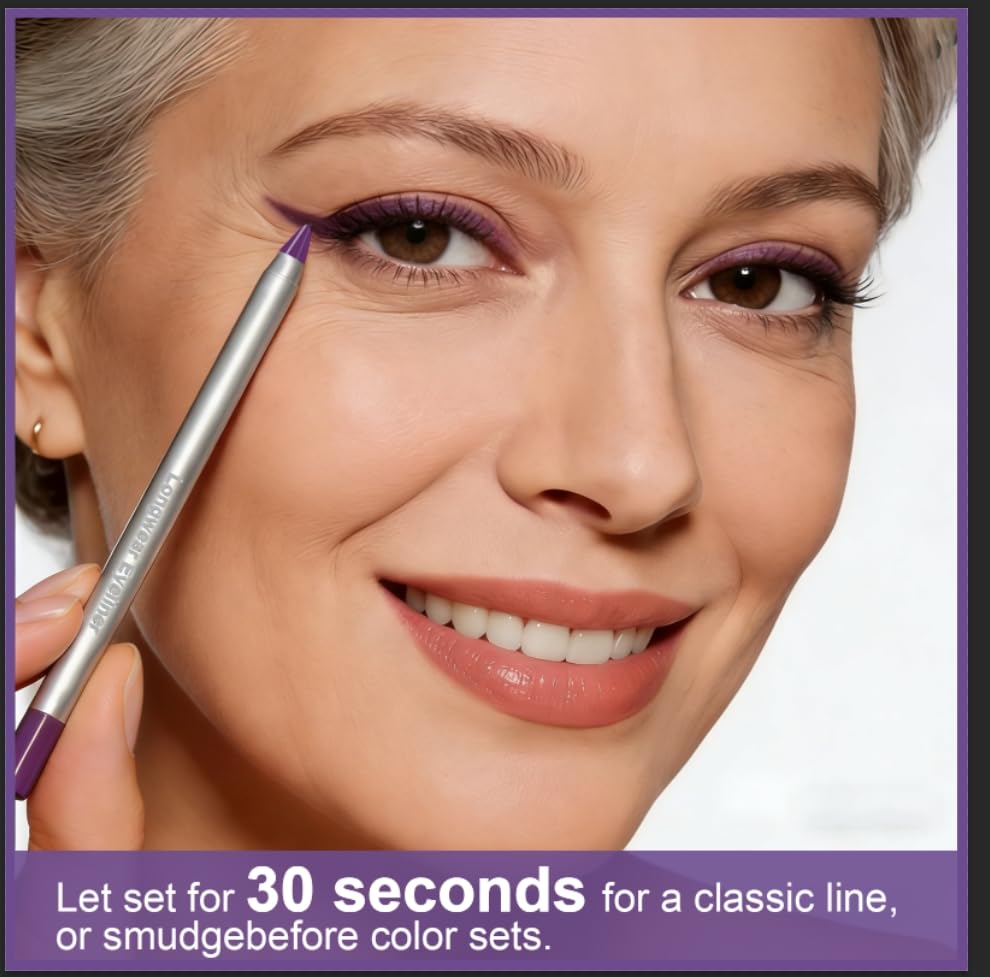 Deep Purple Plum Eyeliner Pencil - Waterproof, Long-Lasting, High-Pigmented Formula | Ideal for Mature Skin