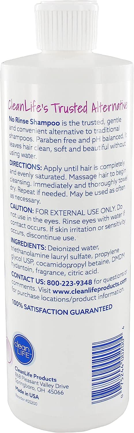 No-Rinse Shampoo | Waterless Quick Foaming Formula for Surgery Recovery & Camping - 8 fl oz - Made in USA