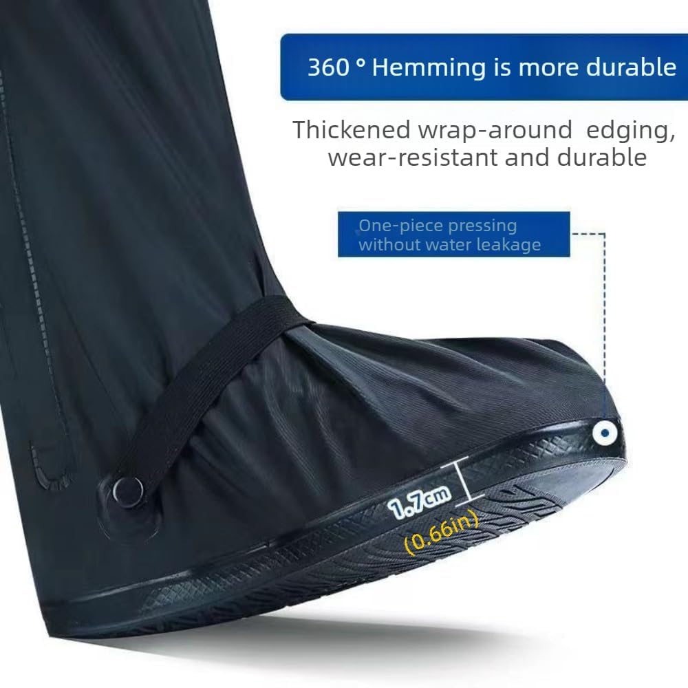 Waterproof Shoe Covers For Rain，Rain Boot Covers With Zipper,Galoshes Shoe Ponchos,Reusable & Foldable,Non-Slip PVC Snow Boot Covers for Men and Women (XL)