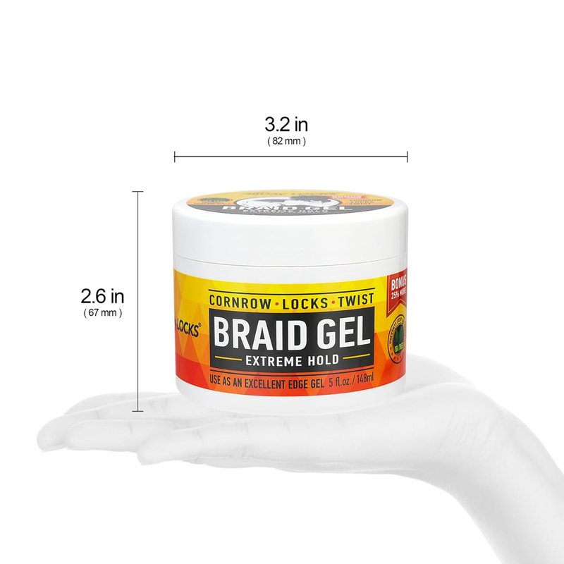 Braid Gel for Extreme Hold - Moisturizing Edge Control for Cornrows & Twists | 5 Oz