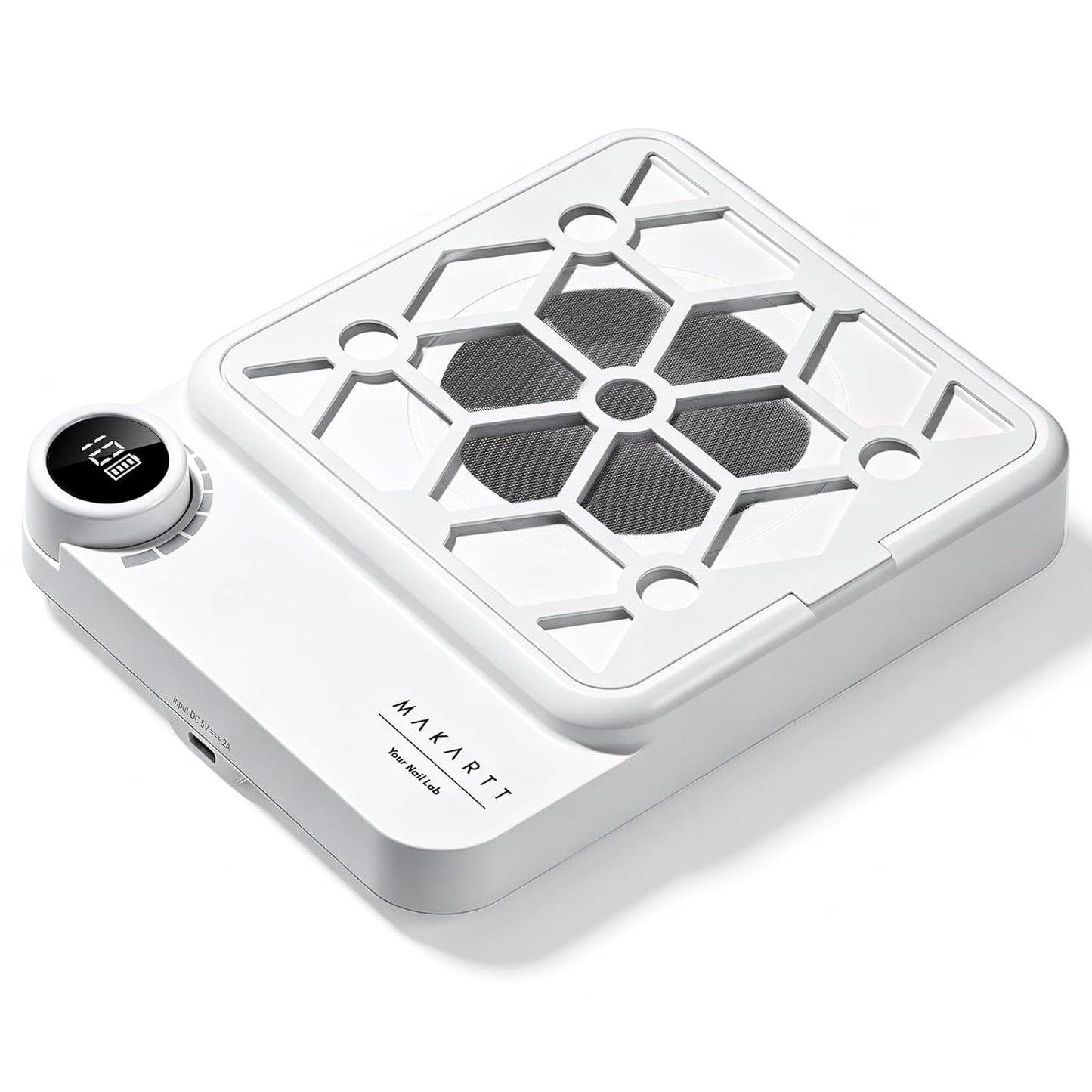 Makartt Compact Rechargeable Nail Dust Collector - 5500RPM Adjustable Speed for Quiet Manicure | Includes 10 Filters & Dust Brush, White
