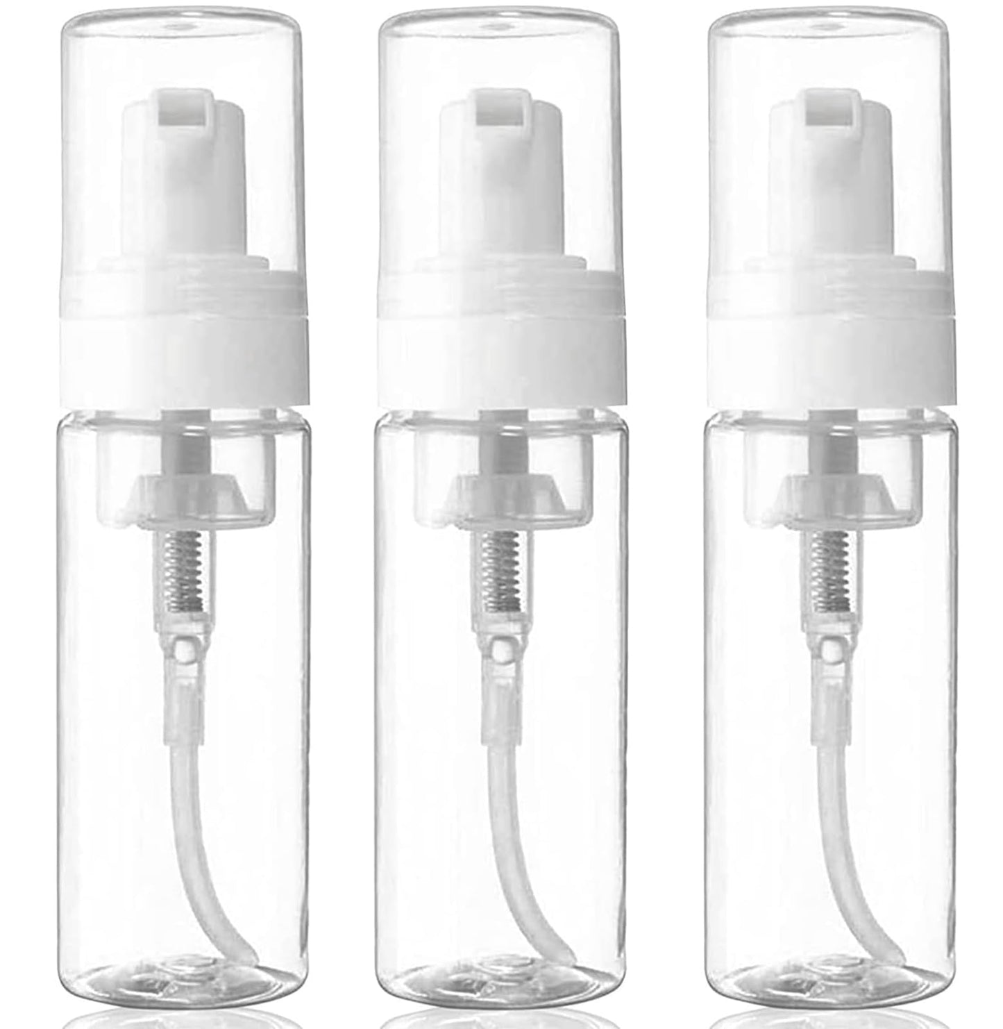 3-Pack Travel-Sized Foaming Pump Bottles - Empty Foaming Liquid Soap Dispensers - for Refillable Travel Hand Soap Shampoo Foaming Castile Cosmetics - BPA Free (100ml/3.3oz) (Clear)