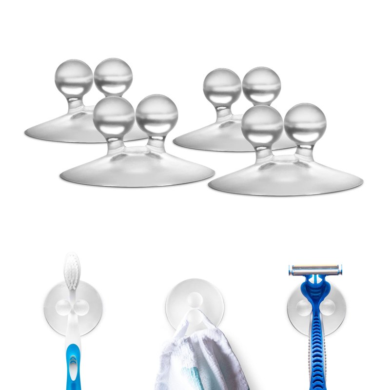 Dreamfarm Jot Super Strong, Everyday, Multi-Purpose PVC Suction Hooks & Holders - Pack of 4, Clear