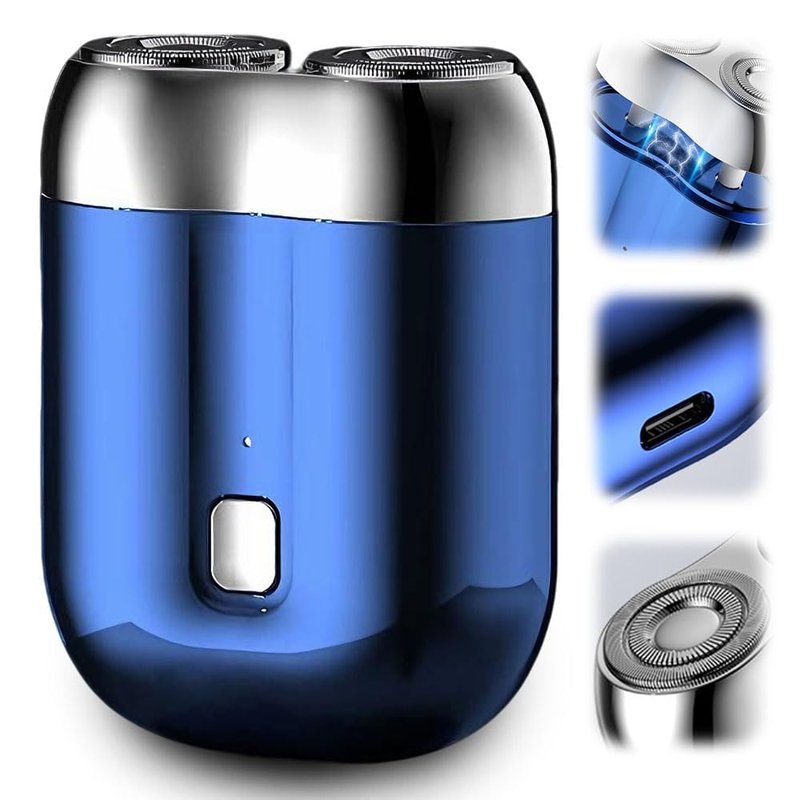 Mini Portable Razor, 2026 New 2 in 1 Model Mini Dual-Head Electric Shaver, Rechargeable Waterproof Compact Electric Shaver for Men (Blue)