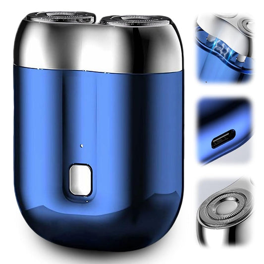 Electric Mini Portable Razor, 2026 New 2 in 1 Model Mini Dual-Head Electric Shaver, Rechargeable Waterproof Compact Electric Shaver for Men (Blue)
