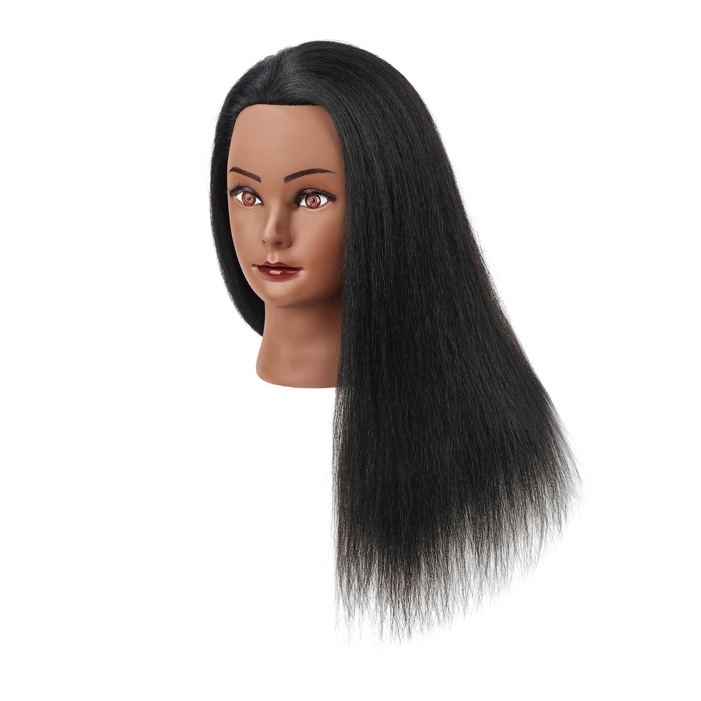 Real Hair Mannequin Head - 16" Cosmetology Training Doll for Hair Styling & Braiding | Black