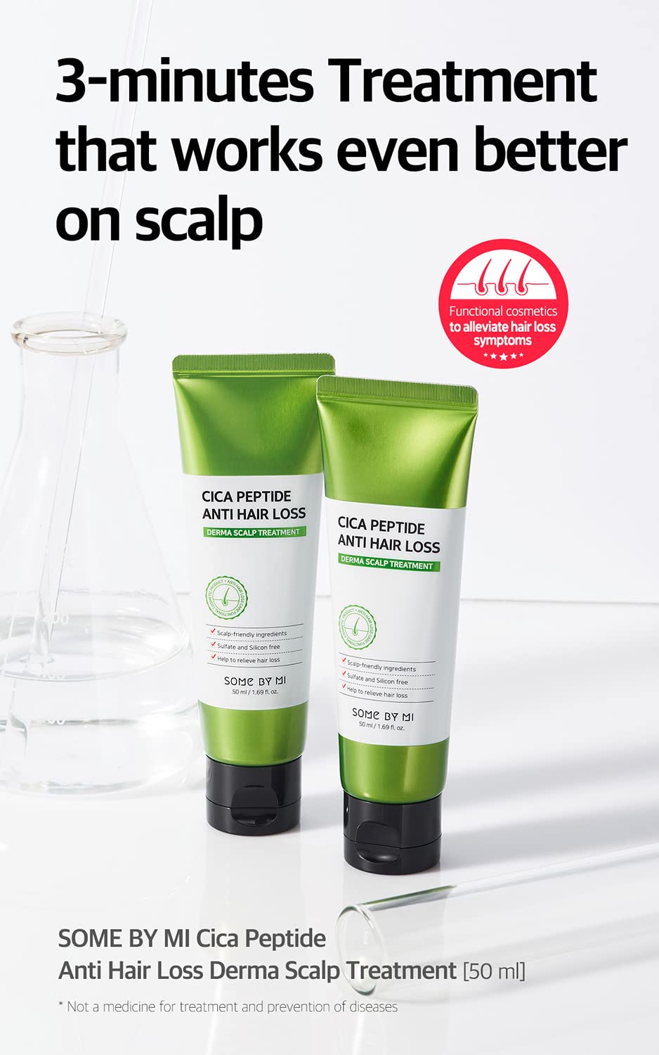 CICA Peptide Anti Hair Loss Treatment - Derma Scalp Care, 1.69 fl oz | Unscented, Silicone-Free, Unisex