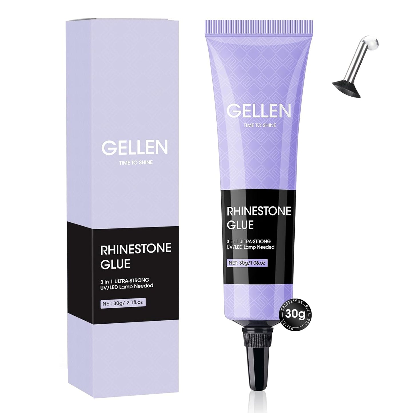 Gellen Nail Glue Gel - 5 in 1 UV Acrylic Nail Adhesive & No Wipe Top Coat | High Shine Finish for DIY Manicure