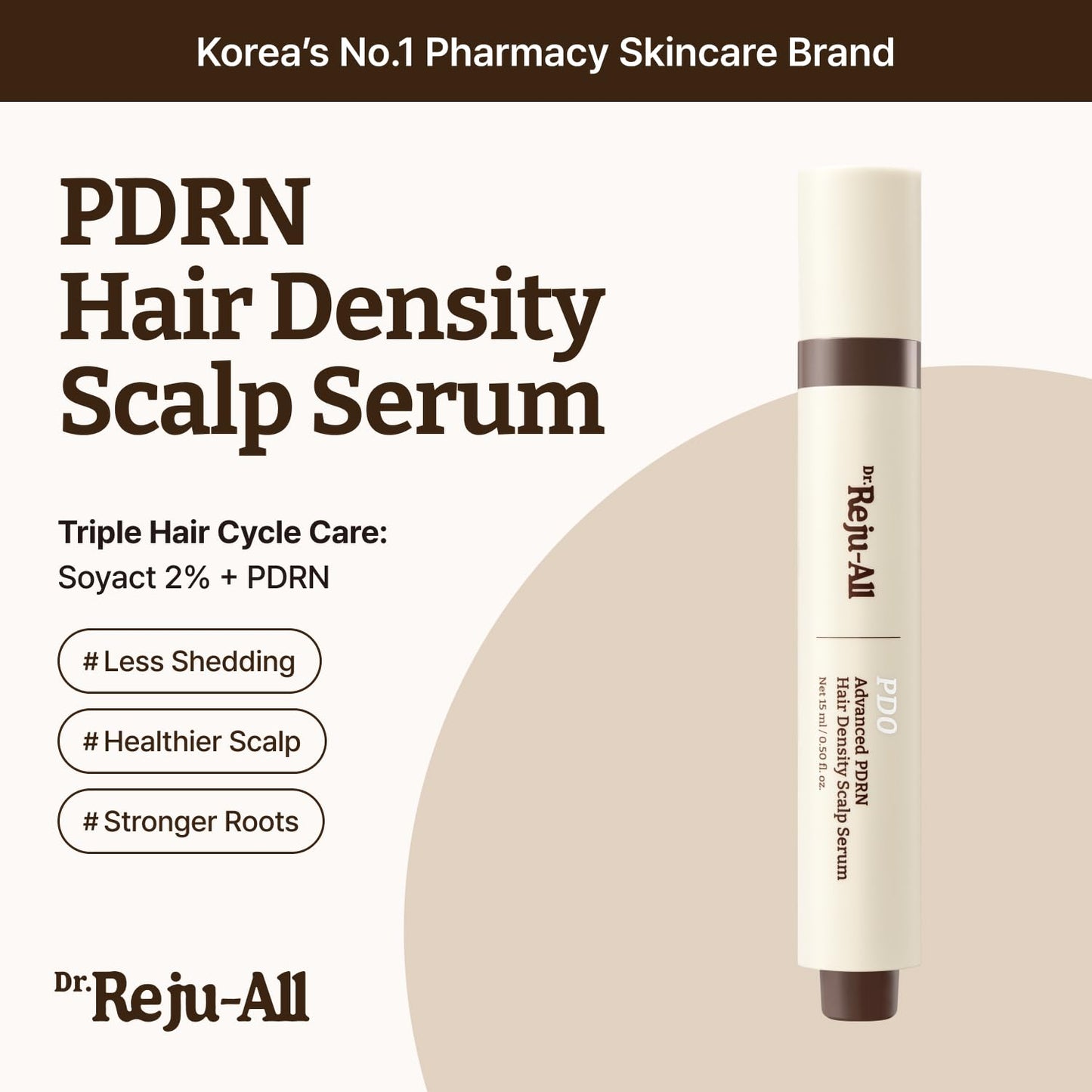Dr.Reju-All Advanced PDRN Hair Density Serum - Korean Scalp Care for Healthy Volume | 0.5 Fl Oz