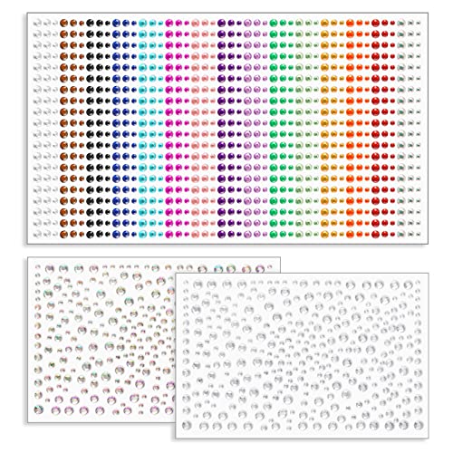 1600 Pcs Self-Adhesive Face Gems in 15 Colors for Makeup