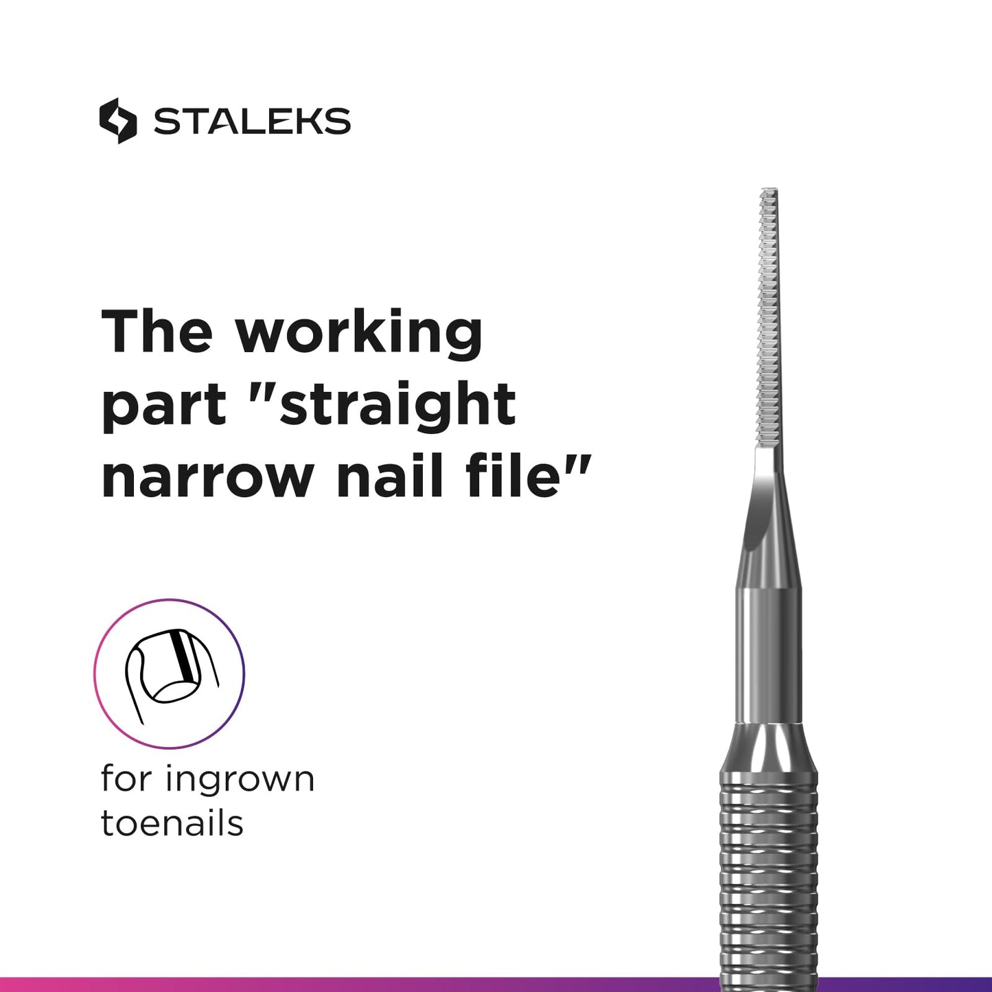 Staleks Pro Pedicure Toenail File Expert 60 Type 4 – Dual-Ended Narrow Ingrown Nail File – Stainless Steel