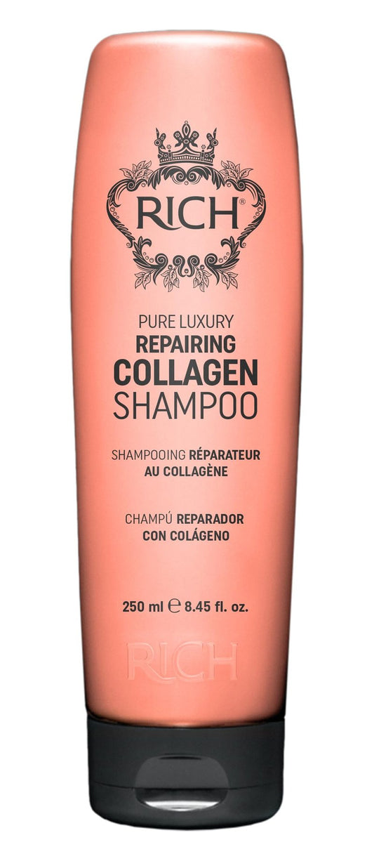 RICH Pure Luxury Repairing Collagen Shampoo for Fragile & Weak Hair - Helps to Strengthen and Moisturize Dry and Brittle - Hair Proteins, Collagen, Marula Oil & Macadamia Nut Oil - 8.45 oz