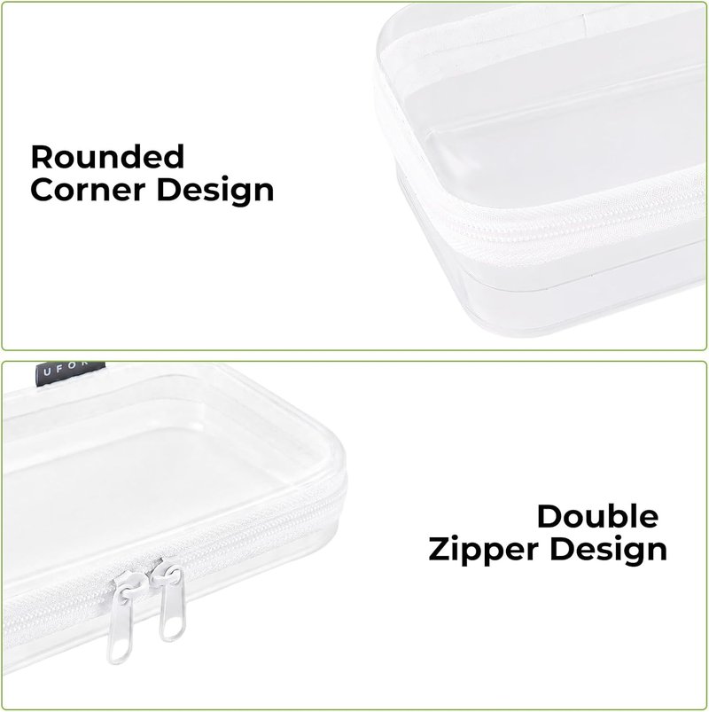 Clear Hard Shell Zipper Case - 3 Pack Heavy Duty Portable Makeup & Toiletry Organizer | Medium Size