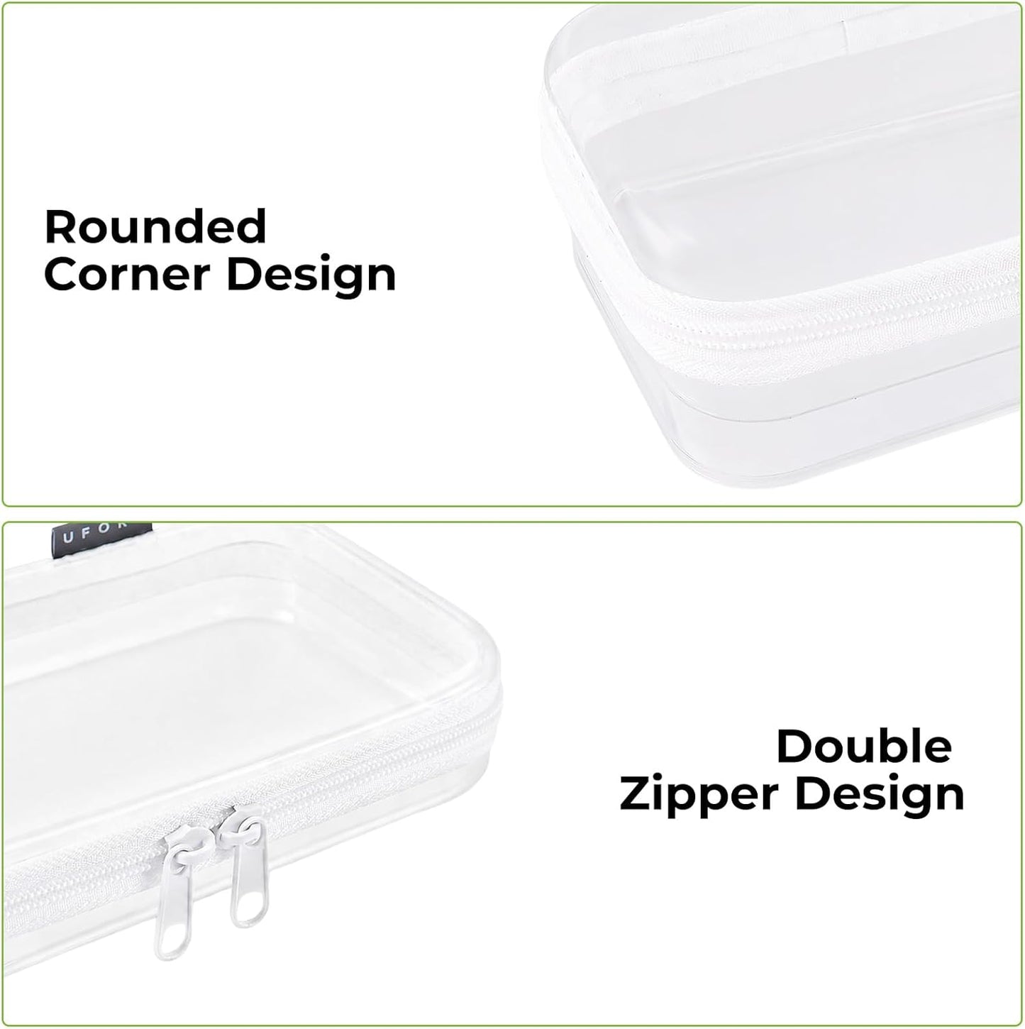 Clear Hard Shell Zipper Case - 3 Pack Portable Makeup & Toiletry Organizer | Ideal for Travel, Diaper Bags, Toys & Tech Supplies