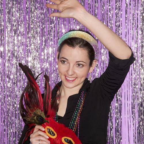 Mardi Gras Rhinestone Padded Headband - Purple Green Gold Crystal Hairband