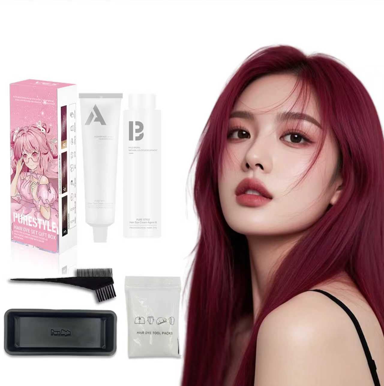 Permanent Light Ash Brown Hair Dye Cream Kit - Ammonia-Free Nourishing Formula | Complete Home Use Set 3.4 fl oz