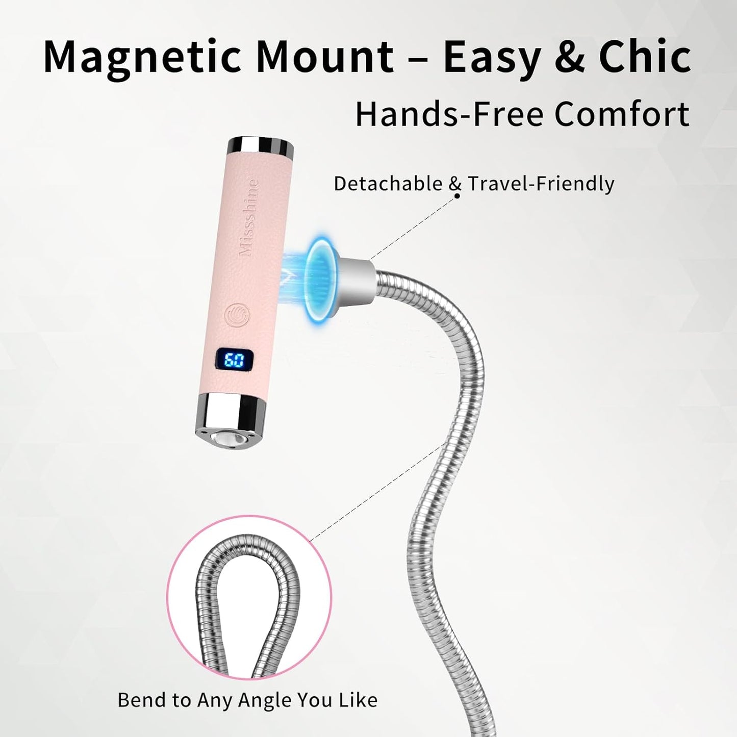 UV Nail Lamp - Handheld Cordless LED Nail Dryer with Auto Sensor | Fast Curing Gooseneck Design (Pink)