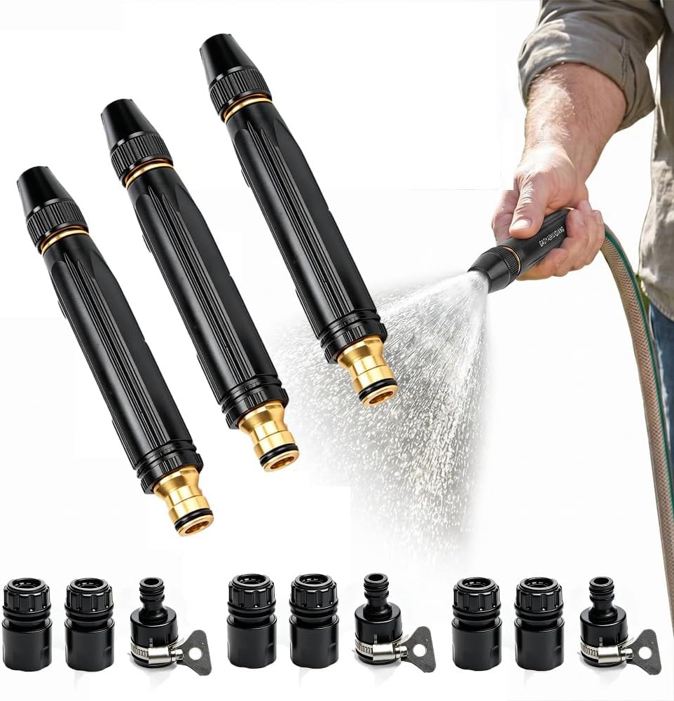 High Pressure Power Washer Nozzle Set - Multi-Function Spray Gun with 3 Modes | Ideal for Yard, Pets, and Car Cleaning (2 PCS)
