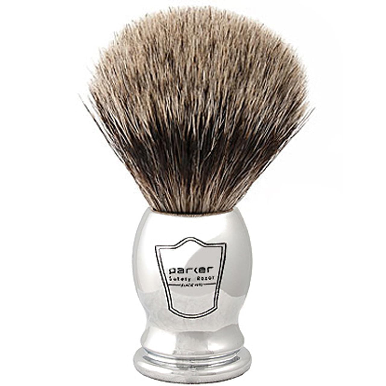 Parker Chrome Handle Pure Badger Shaving Brush & Stand
