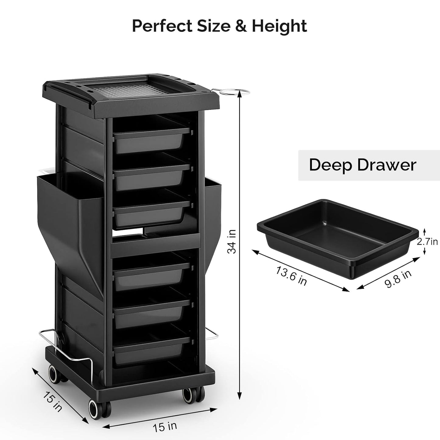 Rolling Salon Trolley Cart - 6 Drawer Beauty Organizer with Wheels | Mobile Hair Tool Station for Stylists & Barbers