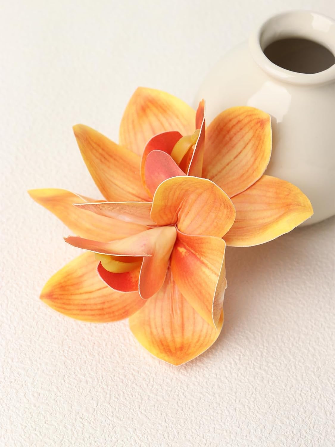 Hawaiian Flower Hair Clips - Orange Orchid Floral Hair Pins for Women | Bridal & Beach Party Decor