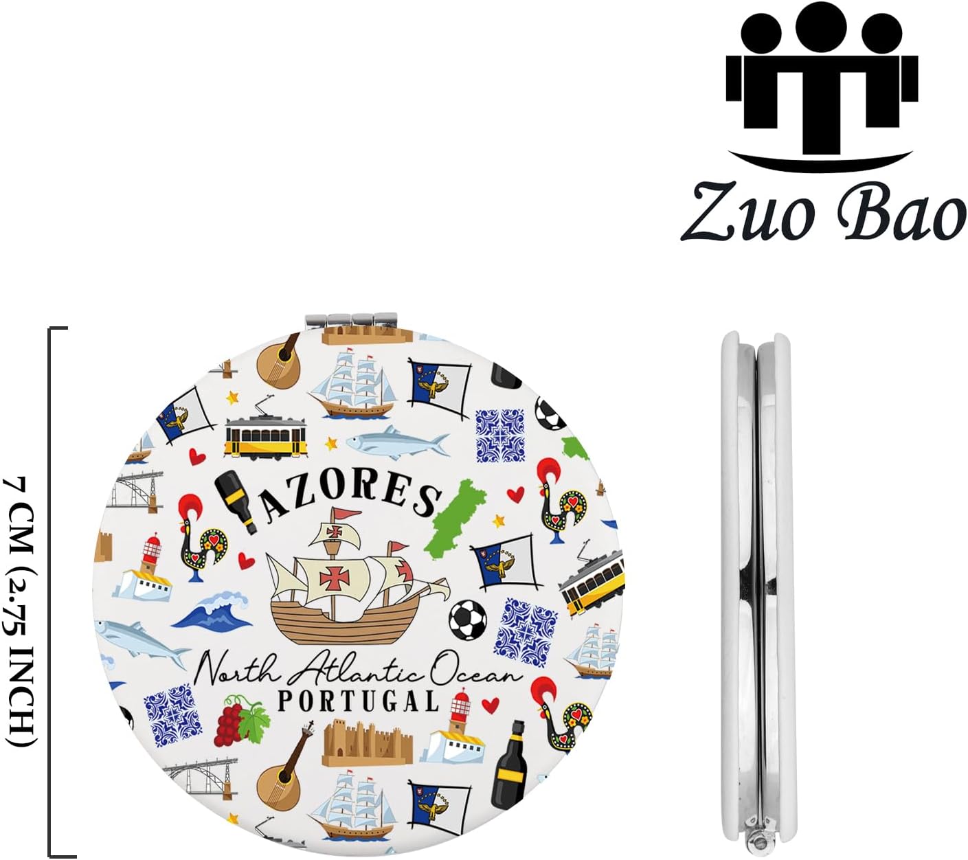 Azores Islands Makeup Mirror - Unique Gift Inspired by Portugal's Atlantic Ocean | Decorative Home Accent