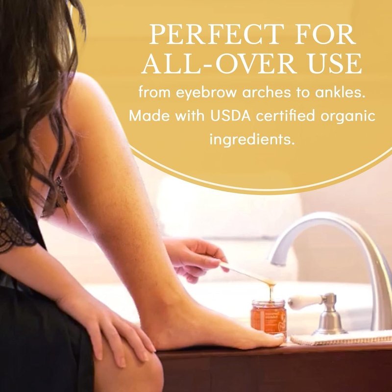 MOOM USDA Organic Sugar Wax Hair Removal, 6 oz Soft Wax Jar with Tea Tree Oil - Sugaring Paste for Face, Bikini & Brazilian, Body & Leg Wax for Women & Men (Strips & Sticks NOT Included)