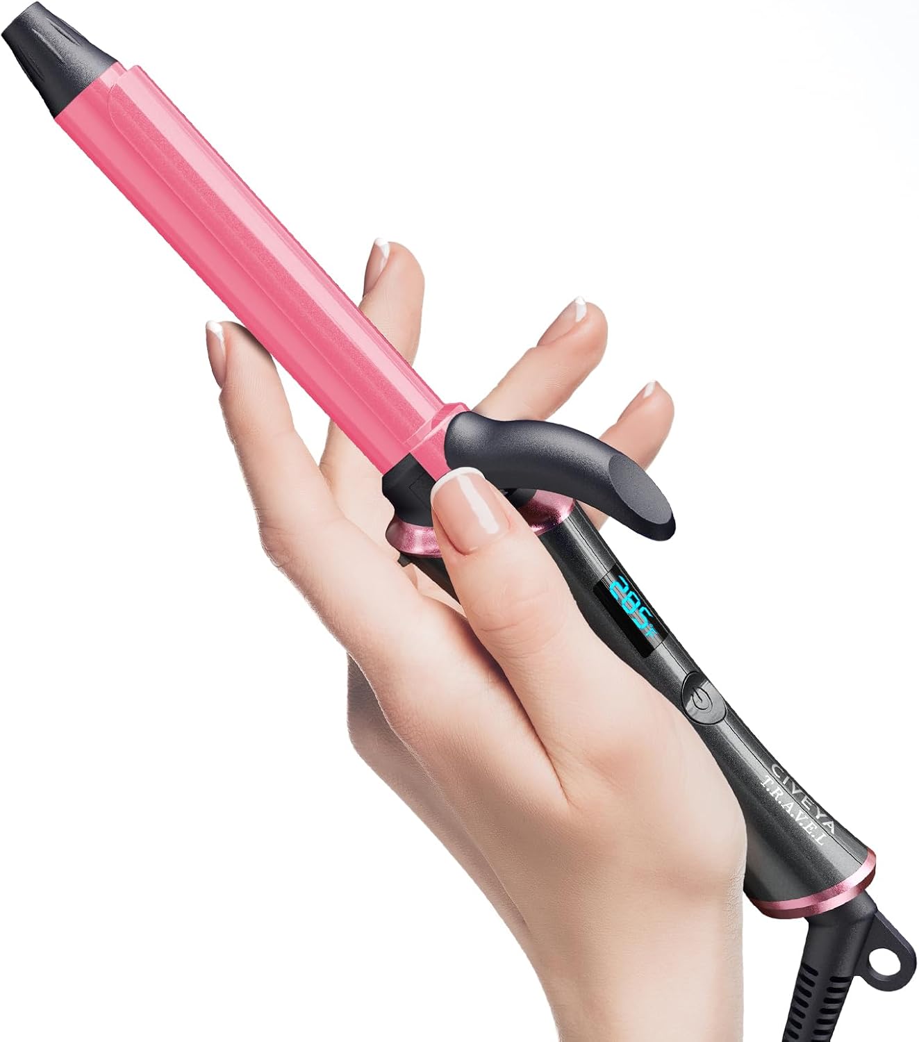 CIVEYA Travel Mini Curling Iron - 1 Inch Dual Voltage Ceramic Wand with 5 Adjustable Temps | Fast Heat-Up, Infused with Argan Oil