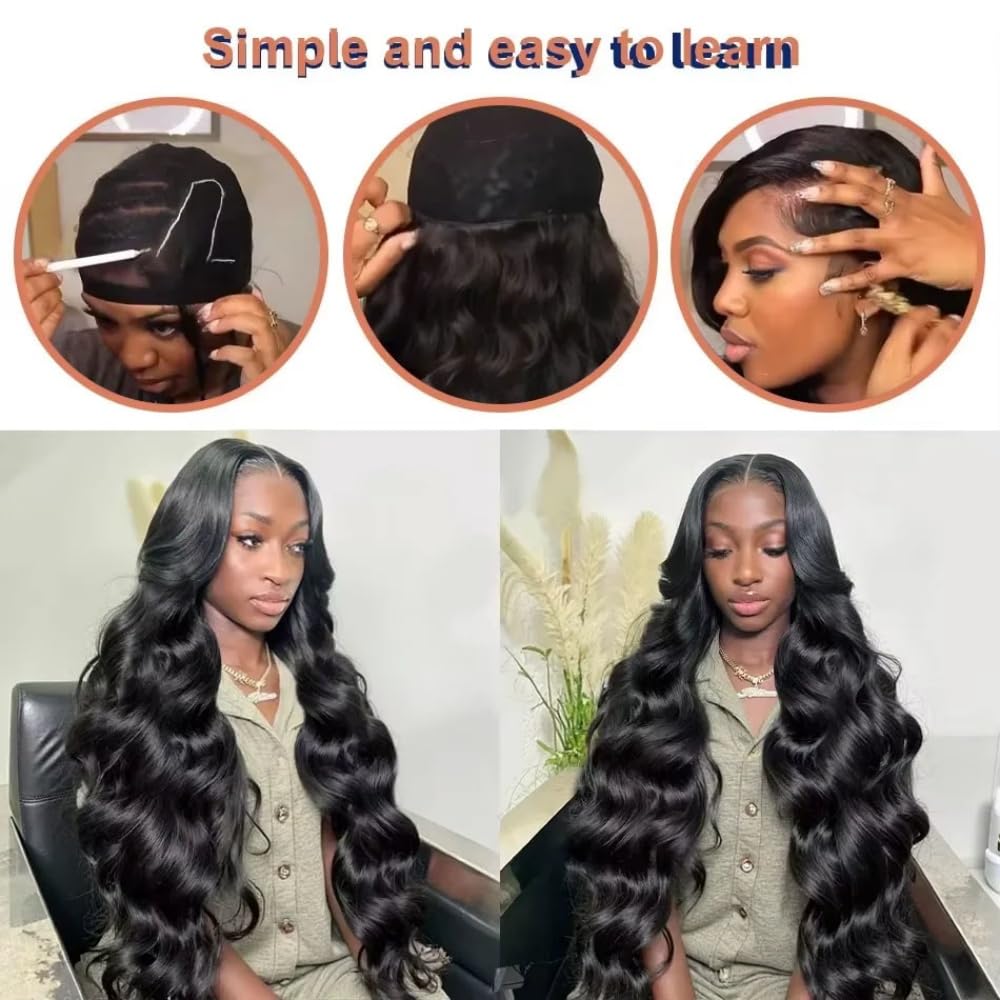 Human Hair Bundles Body Wave Human Hair Weave 3 Bundles 16 18 20 Inch 100% Unprocessed Brazilian Virgin Human Hair Extensions Quick Weave for Black Women Natural Black