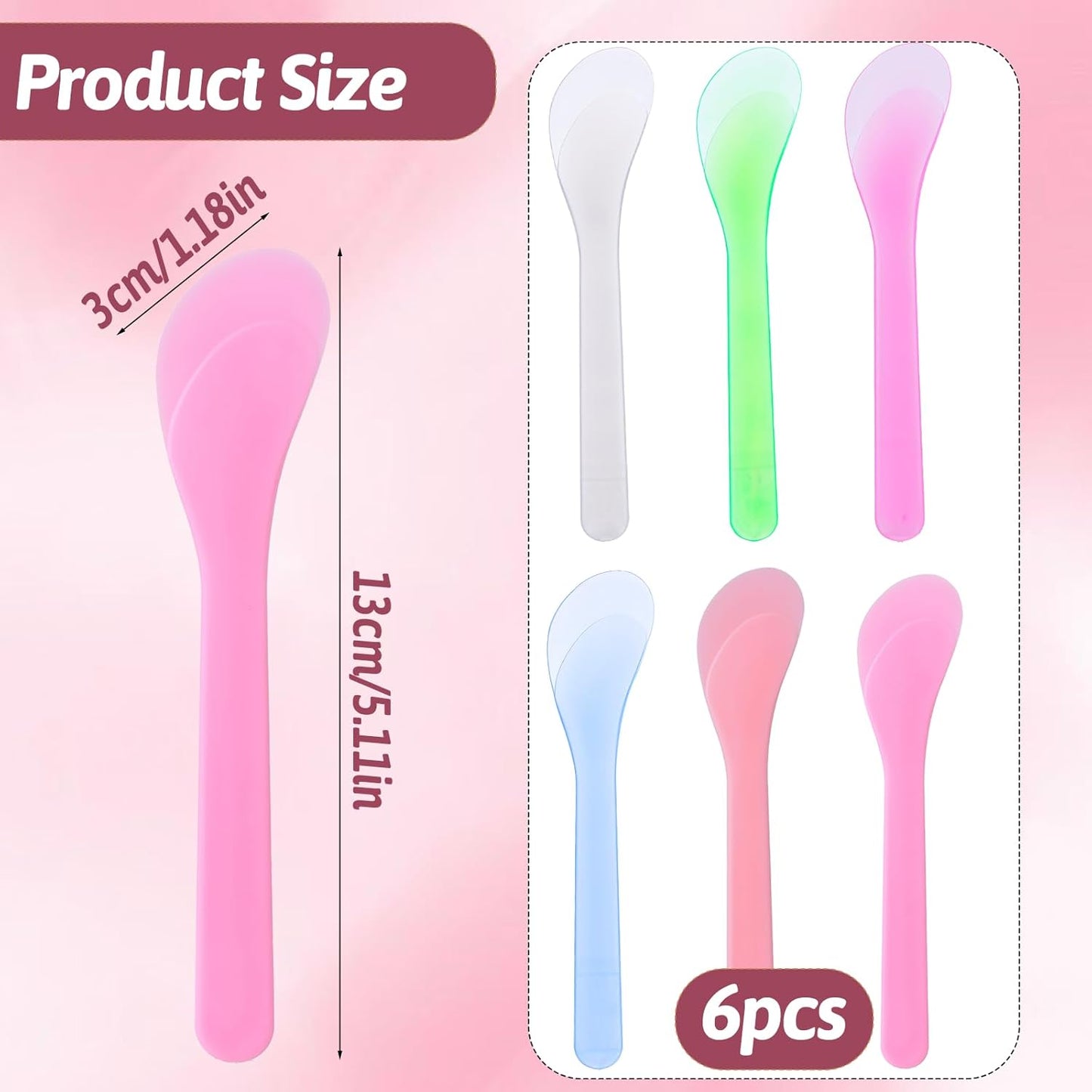 Makeup Scoops Spatulas - 6Pcs Reusable Plastic Mixing Spoons for Creams & Masks | Random Colors