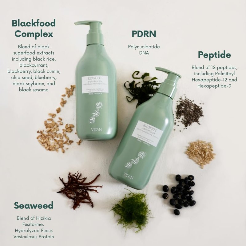 VIDAN RE:ROOT PDRN Scalp Balancing Shampoo, Korean Volumizing Shampoo & Repair for Thinning Hair, Cooling Menthol for Sensitive Scalp (10.14 Fl Oz)