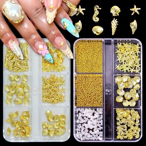 2 Boxes Marine Theme Nail Charms with Steel Studs & Rhinestones