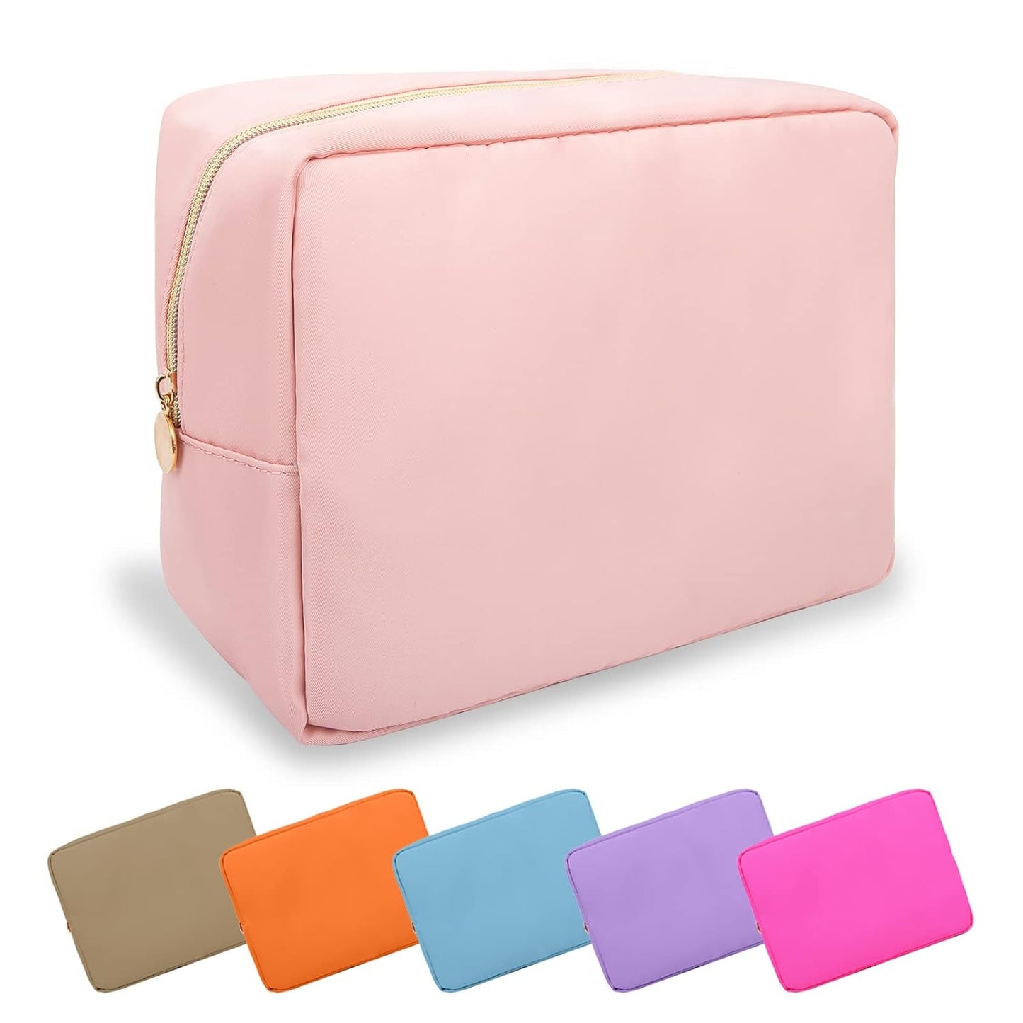 Waterproof Mini Floral Makeup Bag - Nylon Travel Pouch for Women | Cute Zipper Toiletry Organizer (Mini White-Flowers)