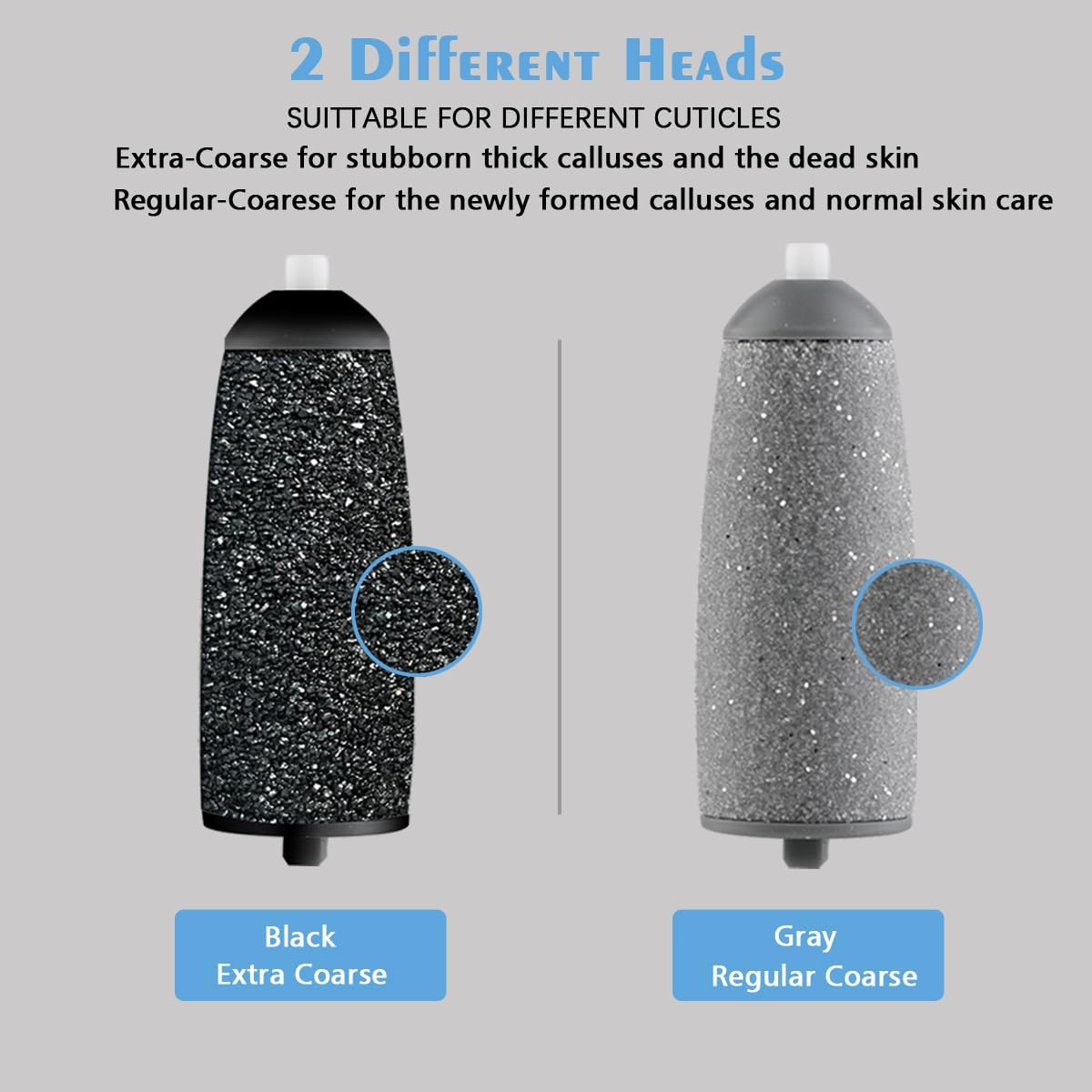 Replacement Roller Heads for Flawless Pedi - 12 Pack Refills | 6 Extra Coarse & 6 Regular Coarse